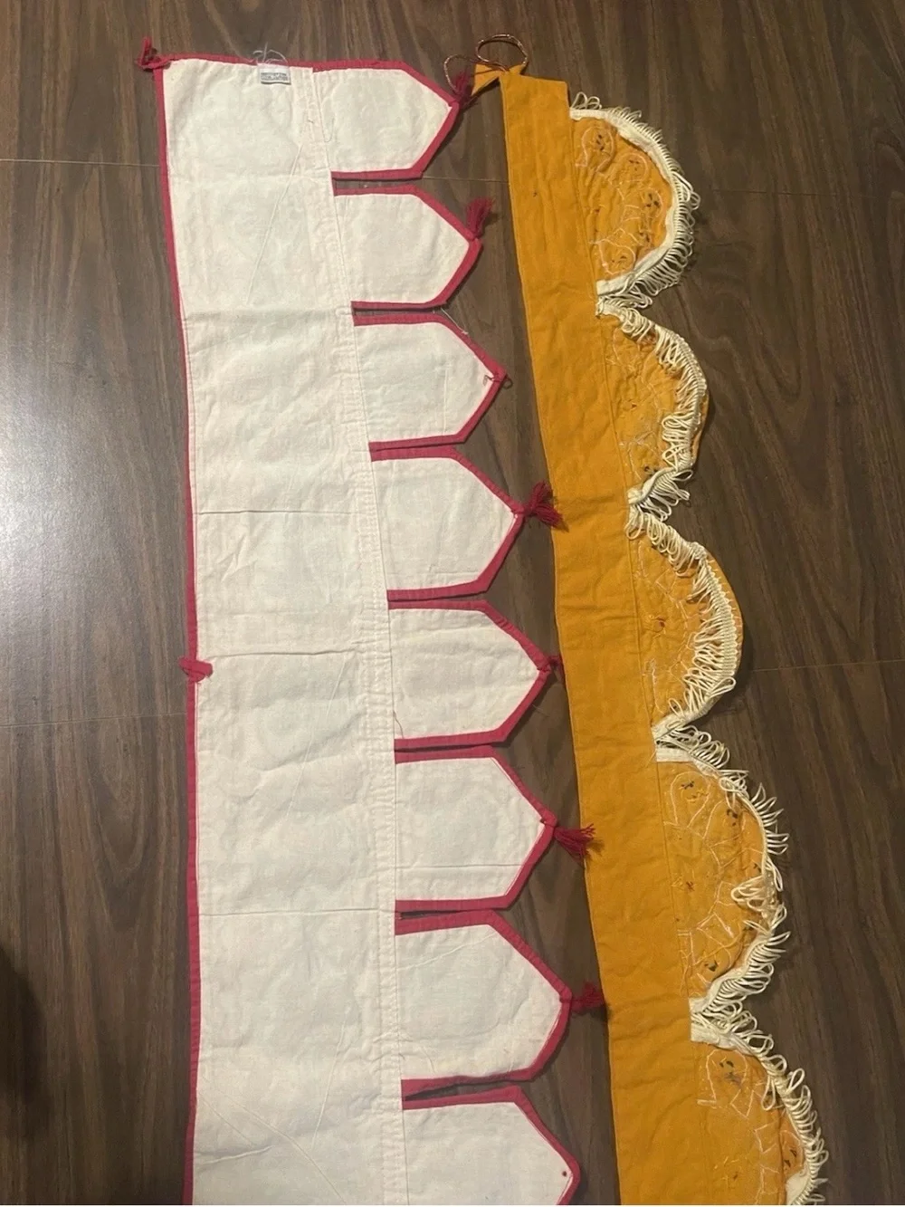 Vtg lot of 2 Toran valances/ boho wallhangings hand embroidered mirrors